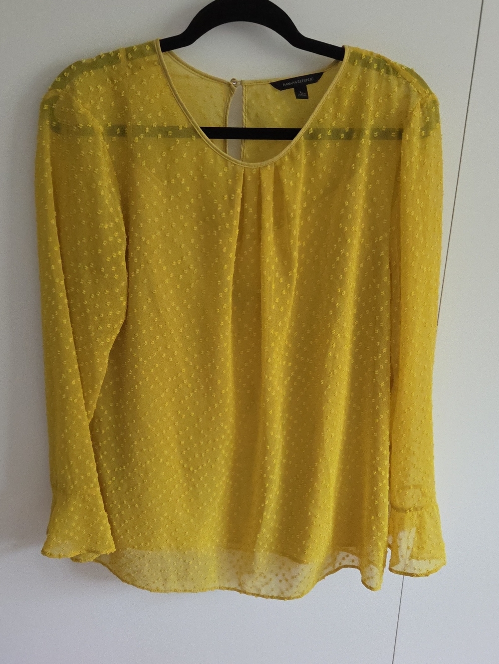 Banana Republic Bright Yellow Dot Long Sleeve Blouse